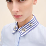 Embellished Collar Cotton Shirt Dress