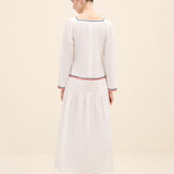 Scallop-Trim Cotton Midi Dress