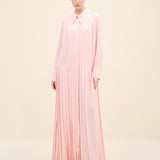 Silky Crepe Pleated Shirt Dress