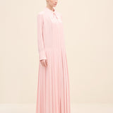 Silky Crepe Pleated Shirt Dress