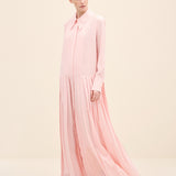 Silky Crepe Pleated Shirt Dress