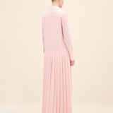 Silky Crepe Pleated Shirt Dress