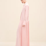 Silky Crepe Pleated Shirt Dress