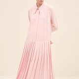 Silky Crepe Pleated Shirt Dress