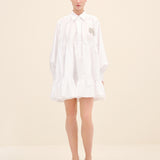 Embellished-Bow Tiered Mini Dress