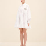 Embellished-Bow Tiered Mini Dress