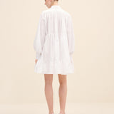 Embellished-Bow Tiered Mini Dress