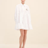 Embellished-Bow Tiered Mini Dress