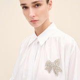 Embellished-Bow Tiered Mini Dress