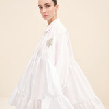 Embellished-Bow Tiered Mini Dress