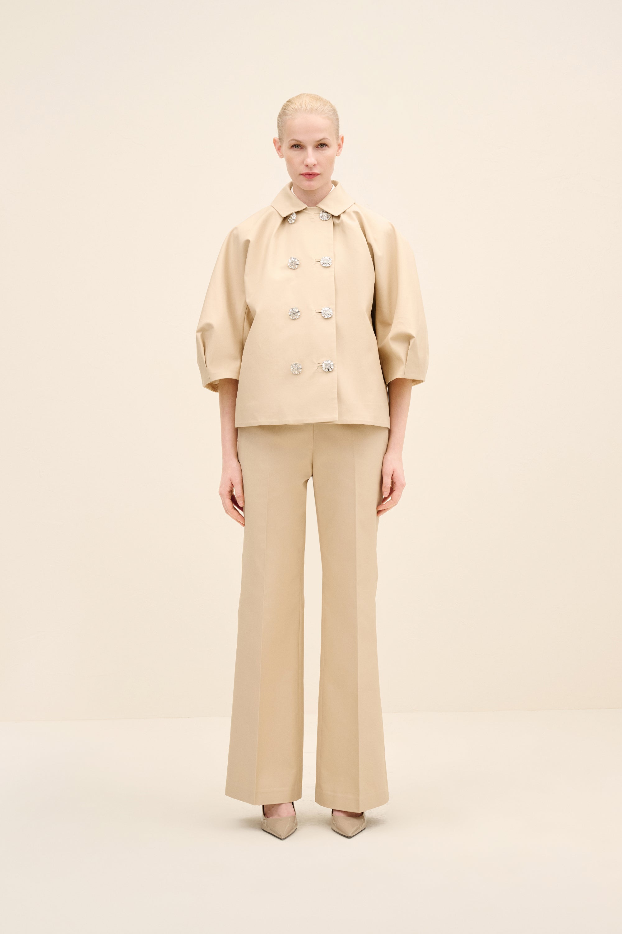 Crystal Button Sculptural Jacket