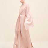 Radial Pleated Draped Maxi Dress
