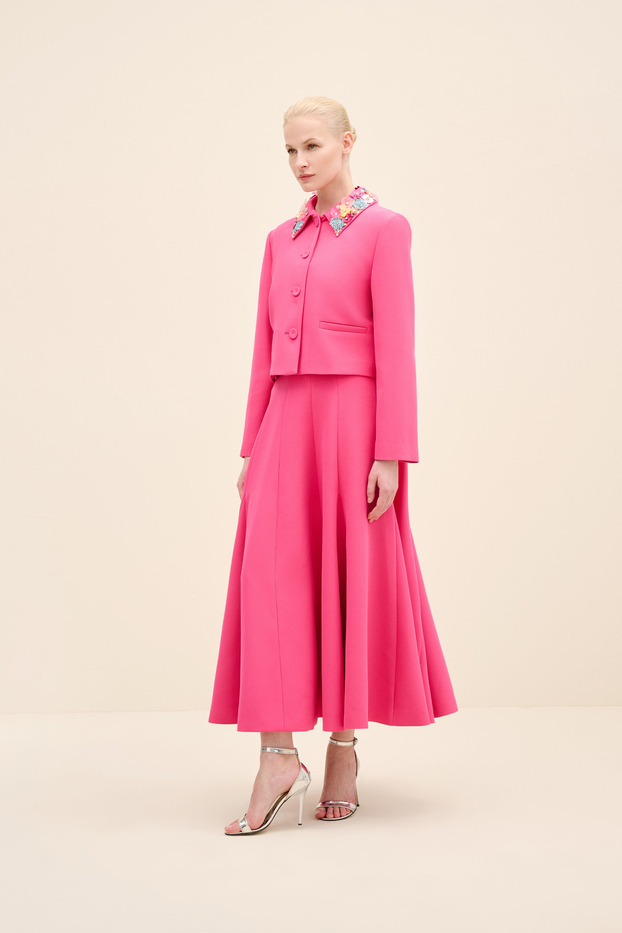 Embellished-Collar Cropped Jacket