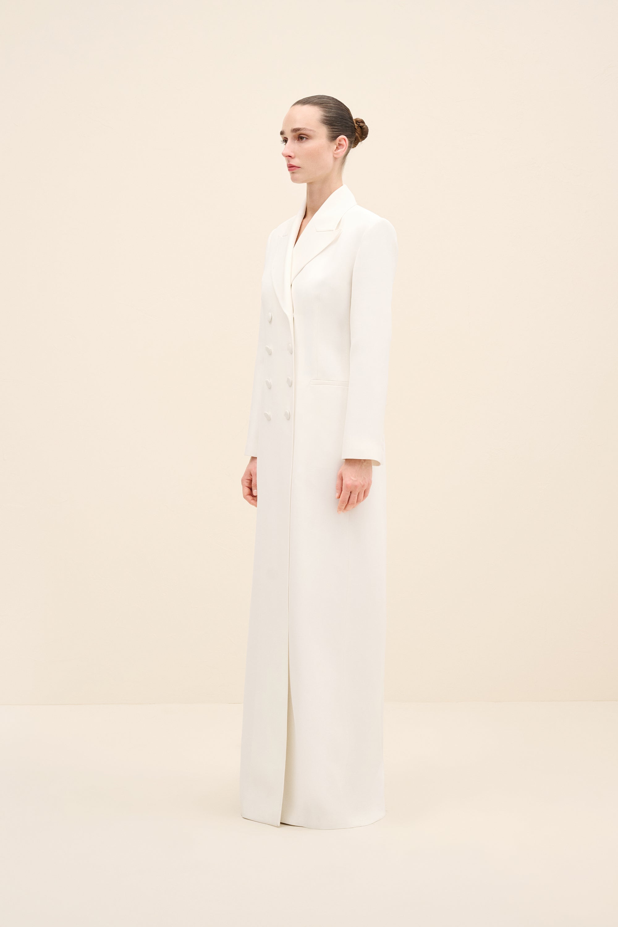 Double-Breasted Long Blazer