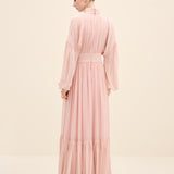Gathered High-Neck Silk Chiffon Gown