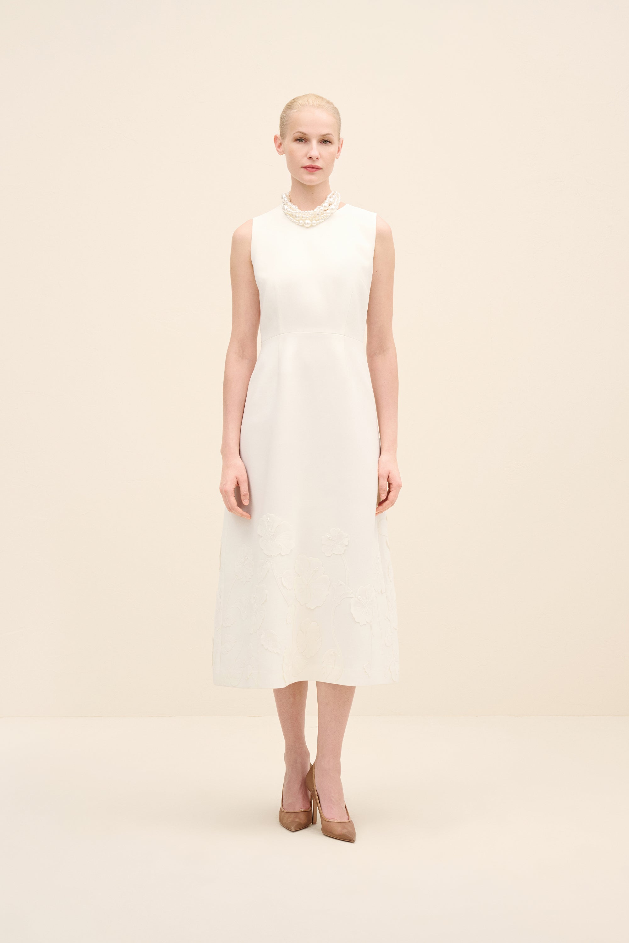 Floral Appliqué Midi Dress