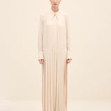 Silky Crepe Pleated Shirt Dress