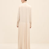 Silky Crepe Pleated Shirt Dress