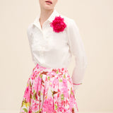 Ruffled-Panel Cotton Shirt