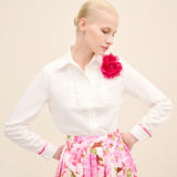 Ruffled-Panel Cotton Shirt