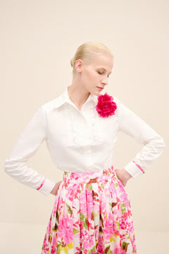 Ruffled-Panel Cotton Shirt