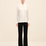 Pleated-Front Silk Crepe Shirt
