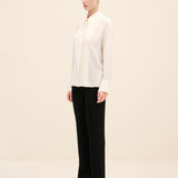 Pleated-Front Silk Crepe Shirt