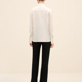 Pleated-Front Silk Crepe Shirt