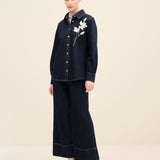 Embroidered Dark Denim Shirt
