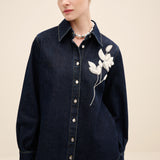 Embroidered Dark Denim Shirt