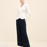 Pleated Waist Cotton Blouse