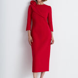 Nean Calla Flower Draped Detailed Dress Red