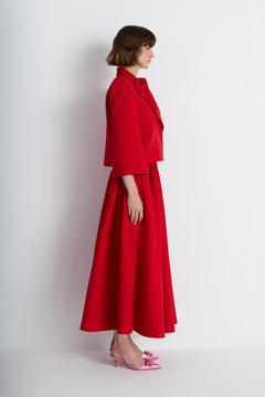 Nean Flared Midi Skirt Red