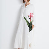 Nean Floral Embroidered Shirt Dress Off White