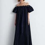 Nean Pearl-Embellished Maxi Dress Navy