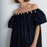 Nean Pearl-Embellished Maxi Dress Navy