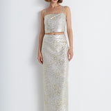 Nean Metallic Jacquard Maxi Skirt
 Silver