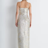 Nean Metallic Jacquard Maxi Skirt
 Silver