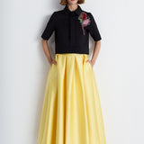 Nean Pleated Satin Maxi Skirt Yellow