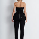 Nean Strapless Pearl-Embellished Peplum Top Black