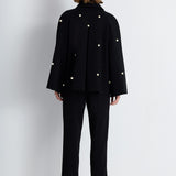 Nean Pearl-Embellished Flared Sleeve Jacket
 Black