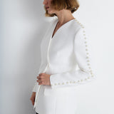Nean Pearl-Trim Asymmetric Blazer White