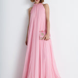 Nean Pleated Halter Neck Gown Pink