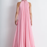 Nean Pleated Halter Neck Gown Pink