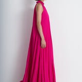 Nean Pleated Halter Neck Gown Fuchsia