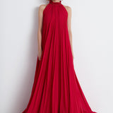 Nean Pleated Halter Neck Gown Red
