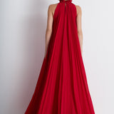 Nean Pleated Halter Neck Gown Red
