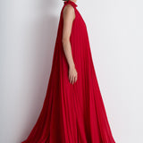Nean Pleated Halter Neck Gown Red