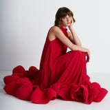 Nean Pleated Halter Neck Gown Red