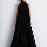 Nean Pleated Halter Neck Gown Black